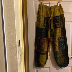NWT F/S Bohemian Patchwork Wide Leg Pants, Size M